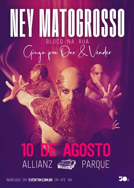 Ney Matogrosso fará o maior show de sua carreira em São Paulo
